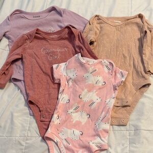 Carter's Pink, Mauve & Tan Baby One-Piece Bodysuits - 4 Pack